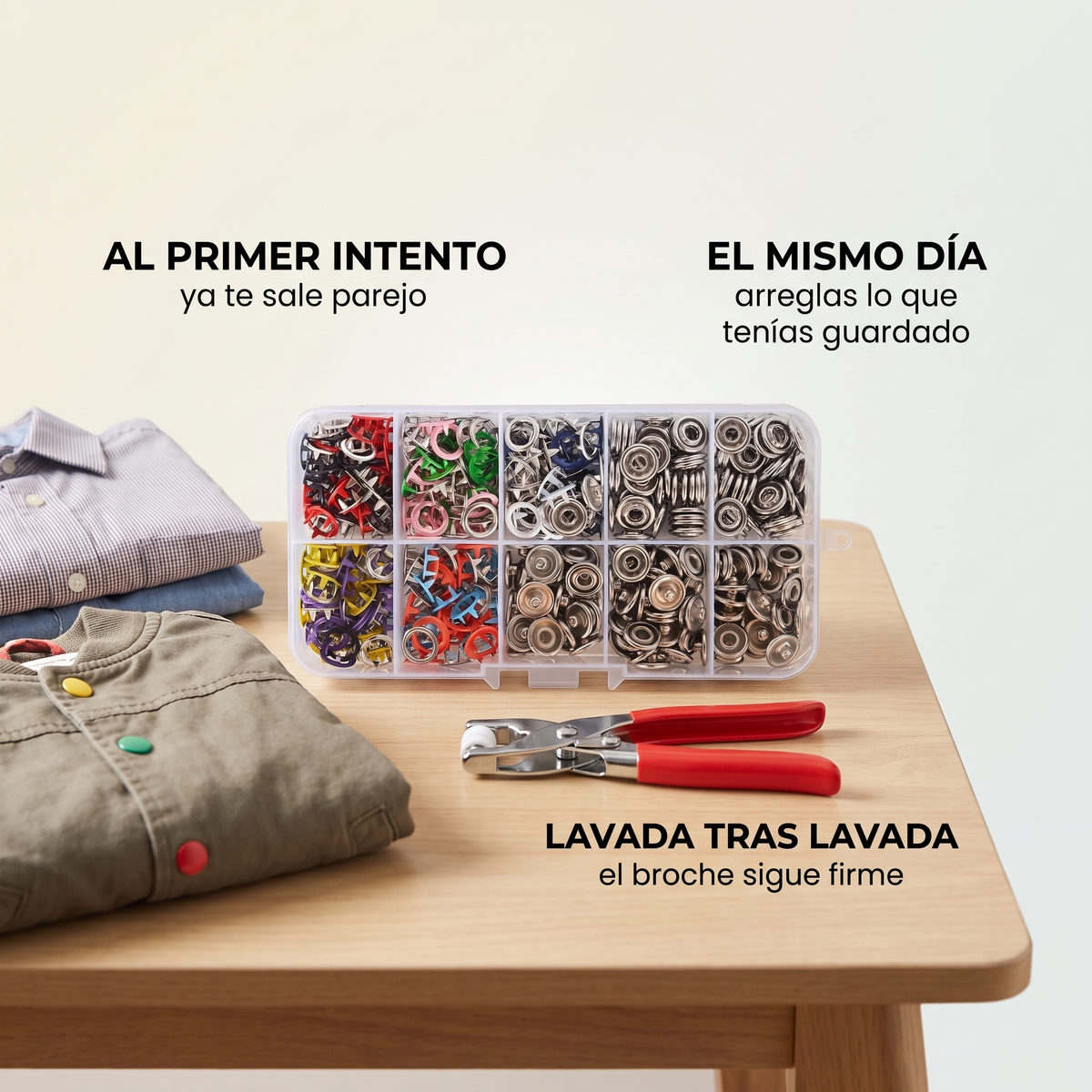 Kit de botones a presión con alicate – repara sin coser