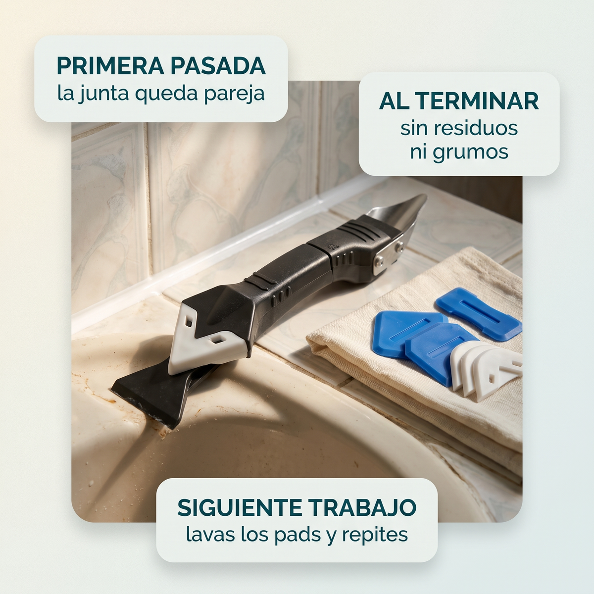 Kit para silicona 4 en 1 – juntas parejas sin usar el dedo