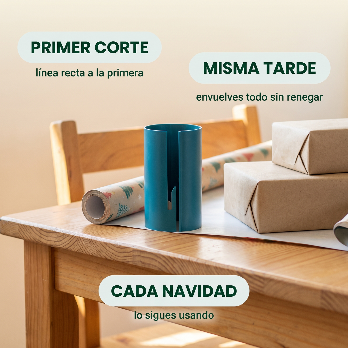Cortador manual de papel de regalo – Corte recto sin tijeras