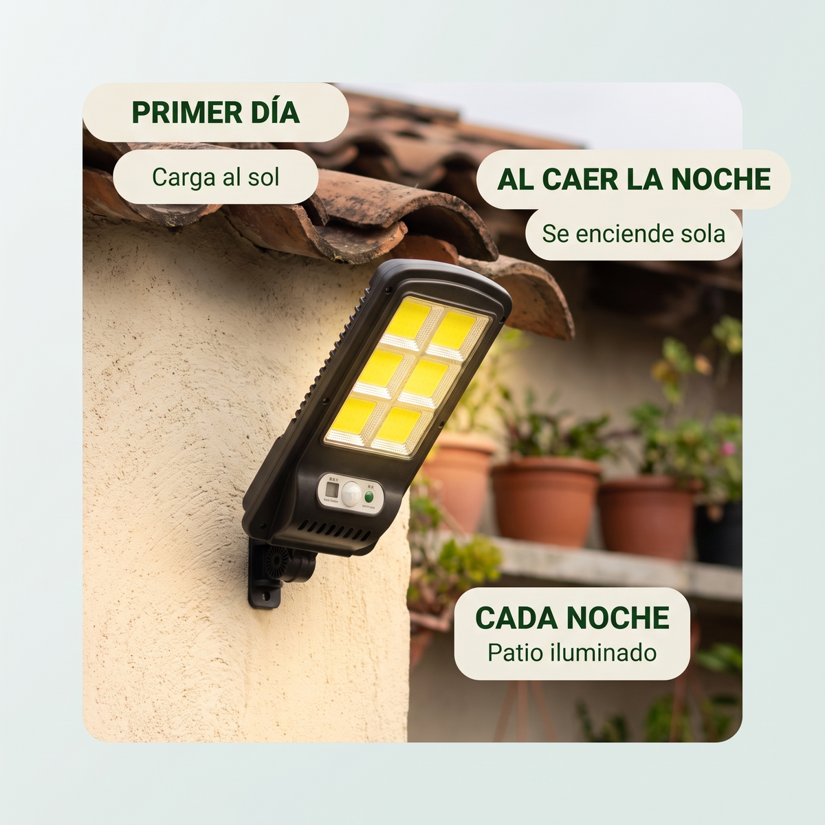 Lámpara solar de exterior con sensor – se enciende sola