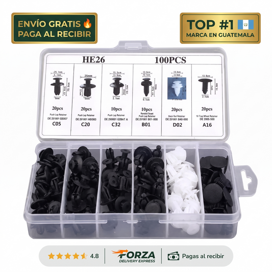 Kit de 100 clips automotrices – Repara tu carro sin taller