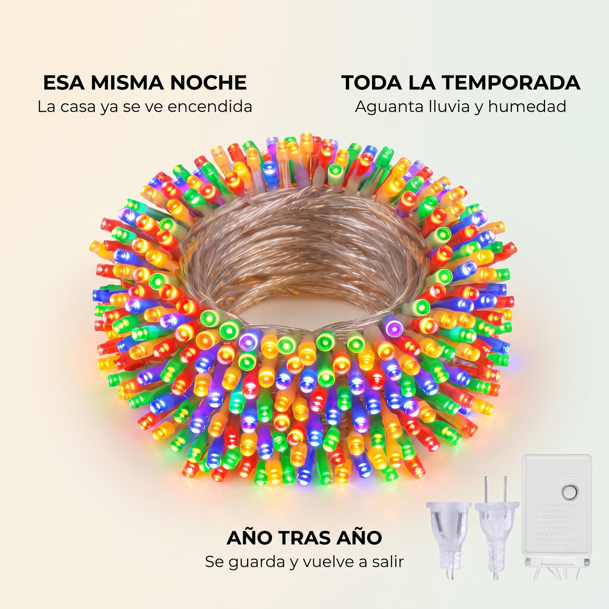 50m Luces LED navideñas impermeables – decora dentro y fuera