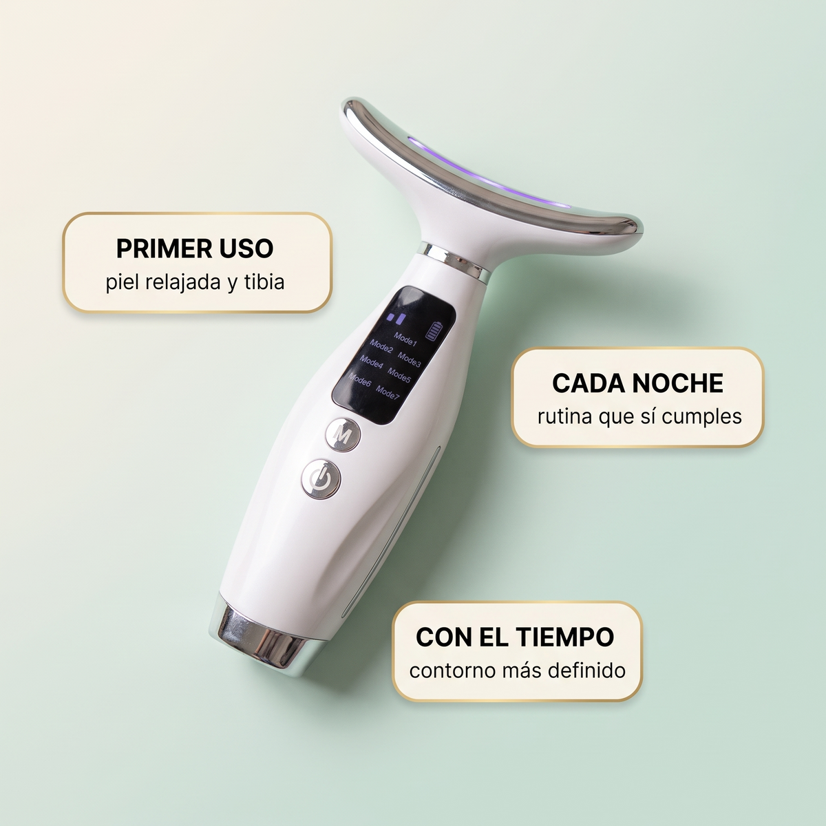 Masajeador facial y de cuello LED – Piel más firme en casa