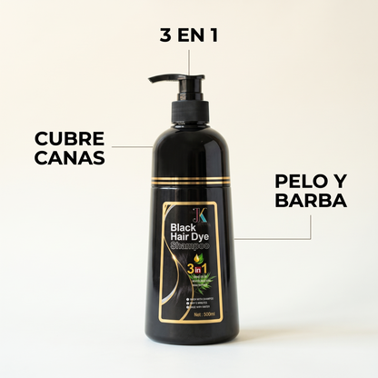 Shampoo tinte 3 en 1 cubre canas negro – sin manchar la piel