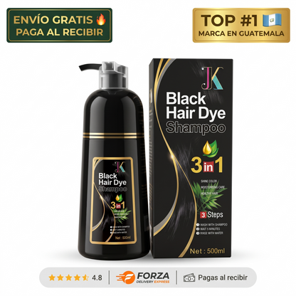 Shampoo tinte 3 en 1 cubre canas negro – sin manchar la piel