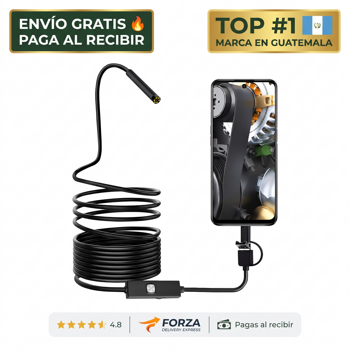 Endoscopio USB con luz LED – Mira dentro sin romper nada
