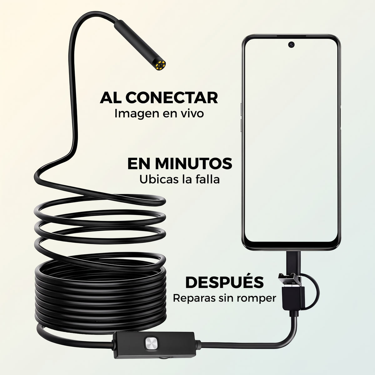 Endoscopio USB con luz LED – Mira dentro sin romper nada