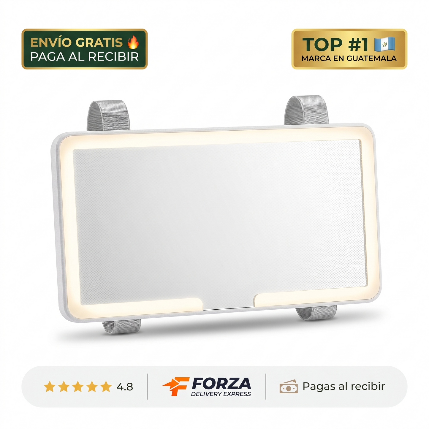 Espejo de visera con luz LED recargable – maquíllate en tu carro