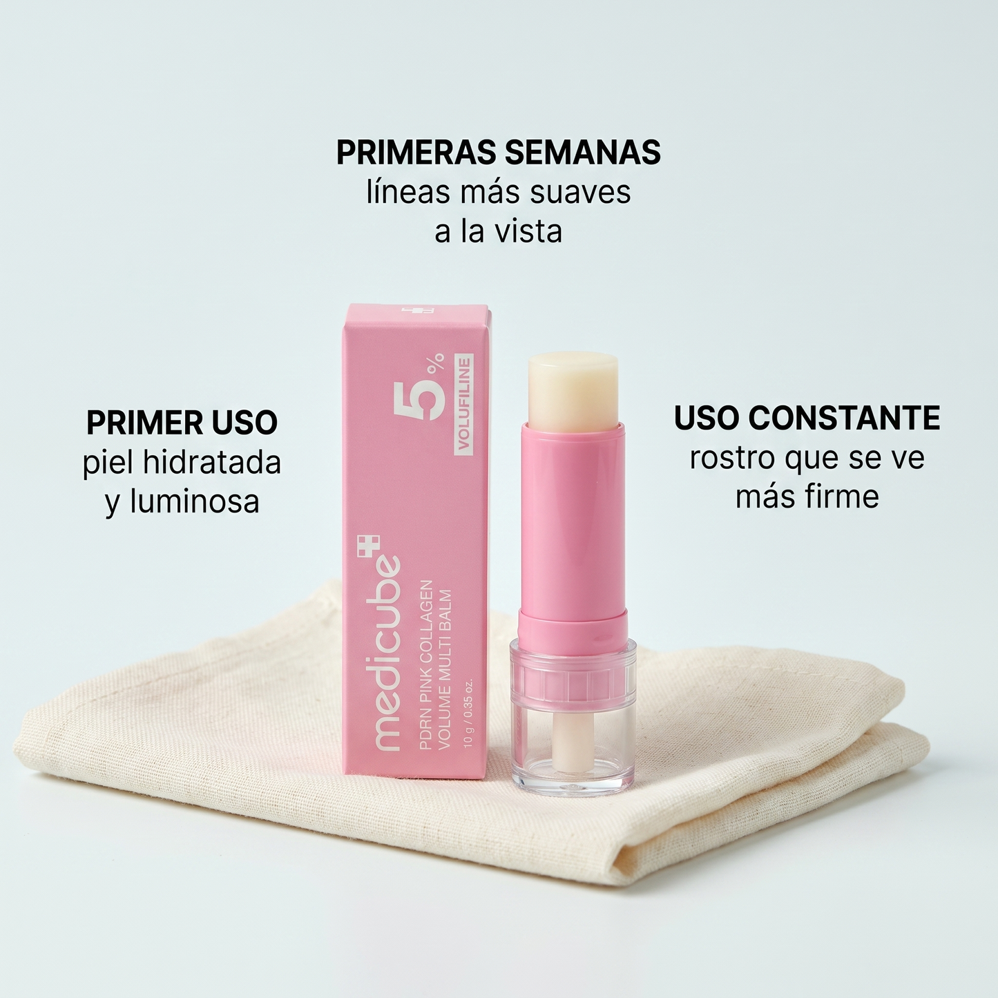 Bálsamo facial en barra colágeno rosa – efecto rellenador