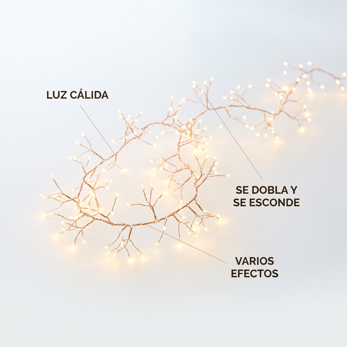 Guirnalda de luces LED tipo cluster – luz cálida para tu árbol