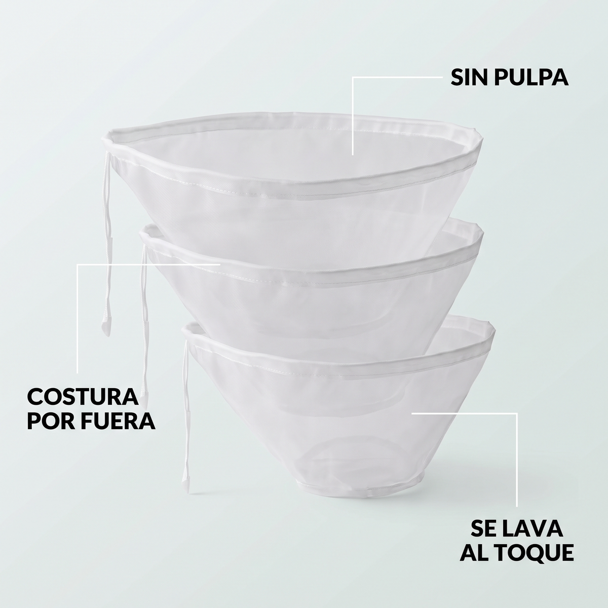 Pack 5 Bolsas coladoras de malla fina – leche vegetal sin pulpa