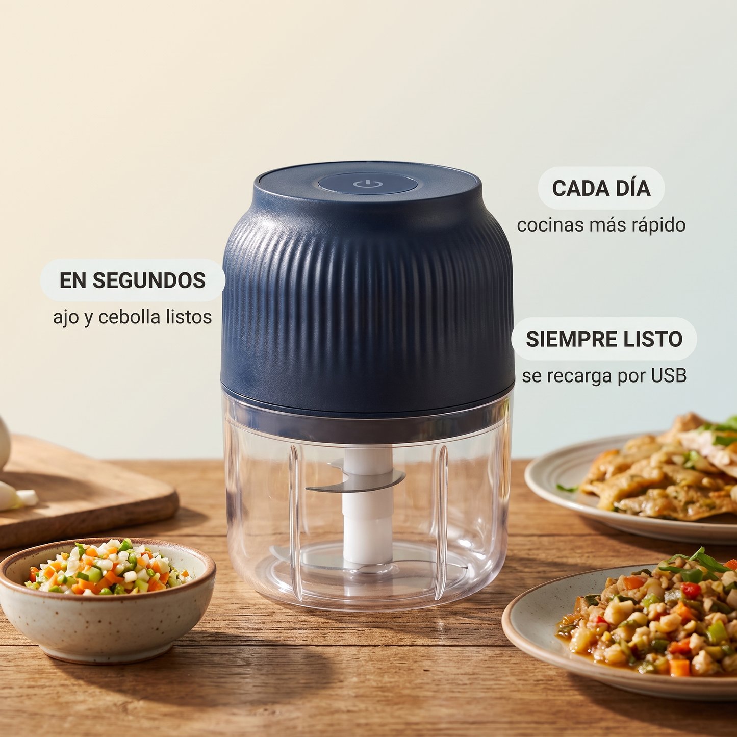 Mini procesador de alimentos recargable – pica en segundos