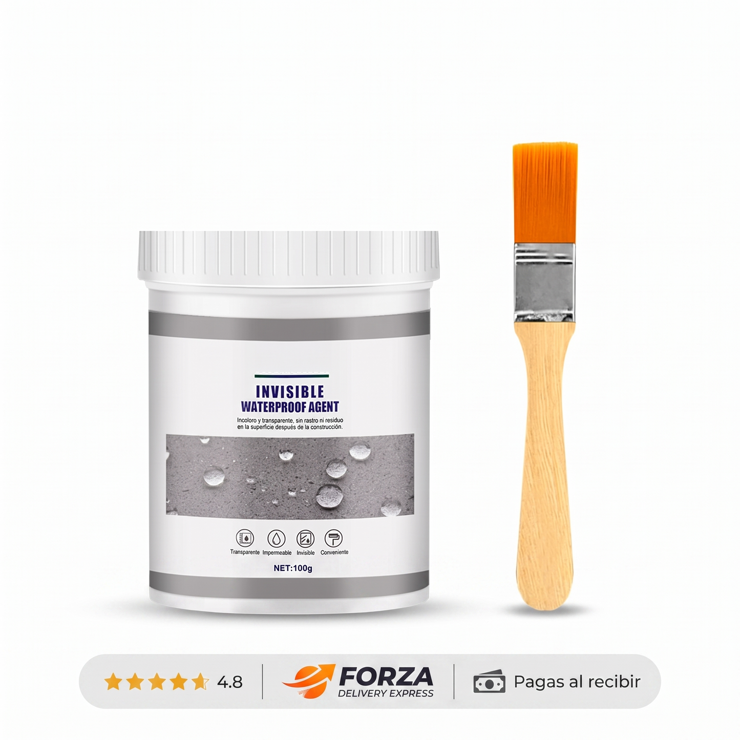 Impermeabilizante transparente con brocha – sella goteras y fugas