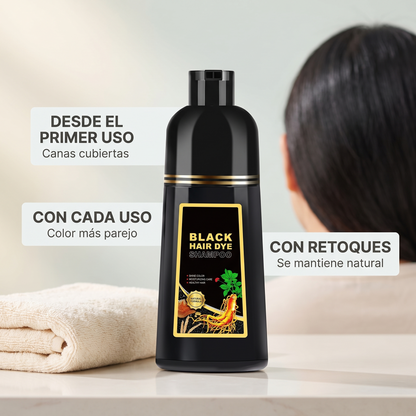 Champú tinte negro 3 en 1 – Cubre tus canas al lavarte