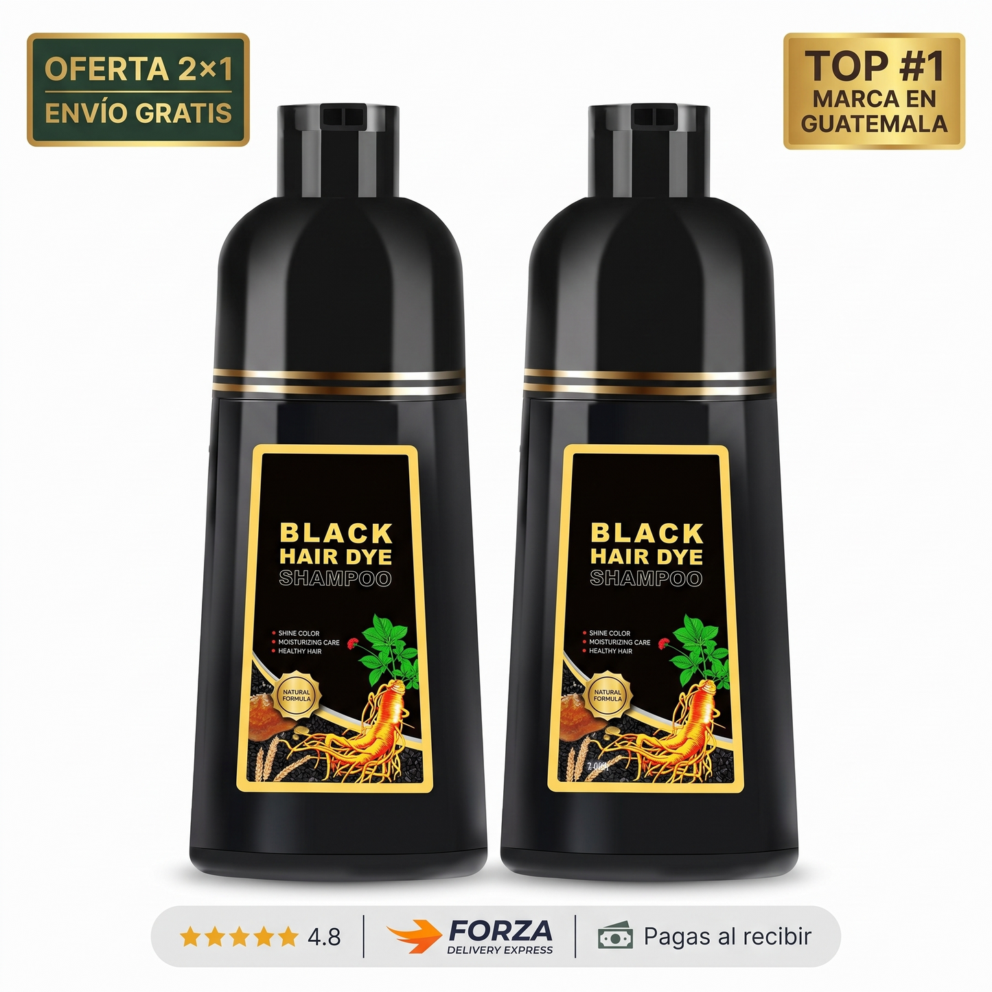 Champú tinte negro 3 en 1 – Cubre tus canas al lavarte