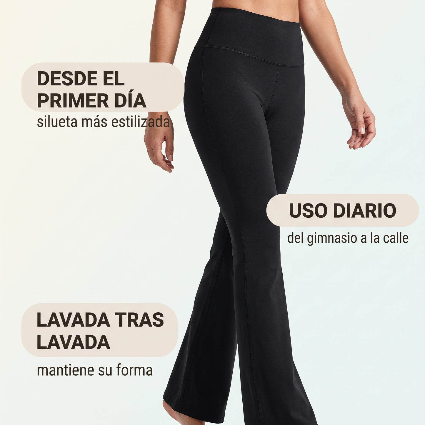 Licra pantalón con campana – cintura alta que estiliza