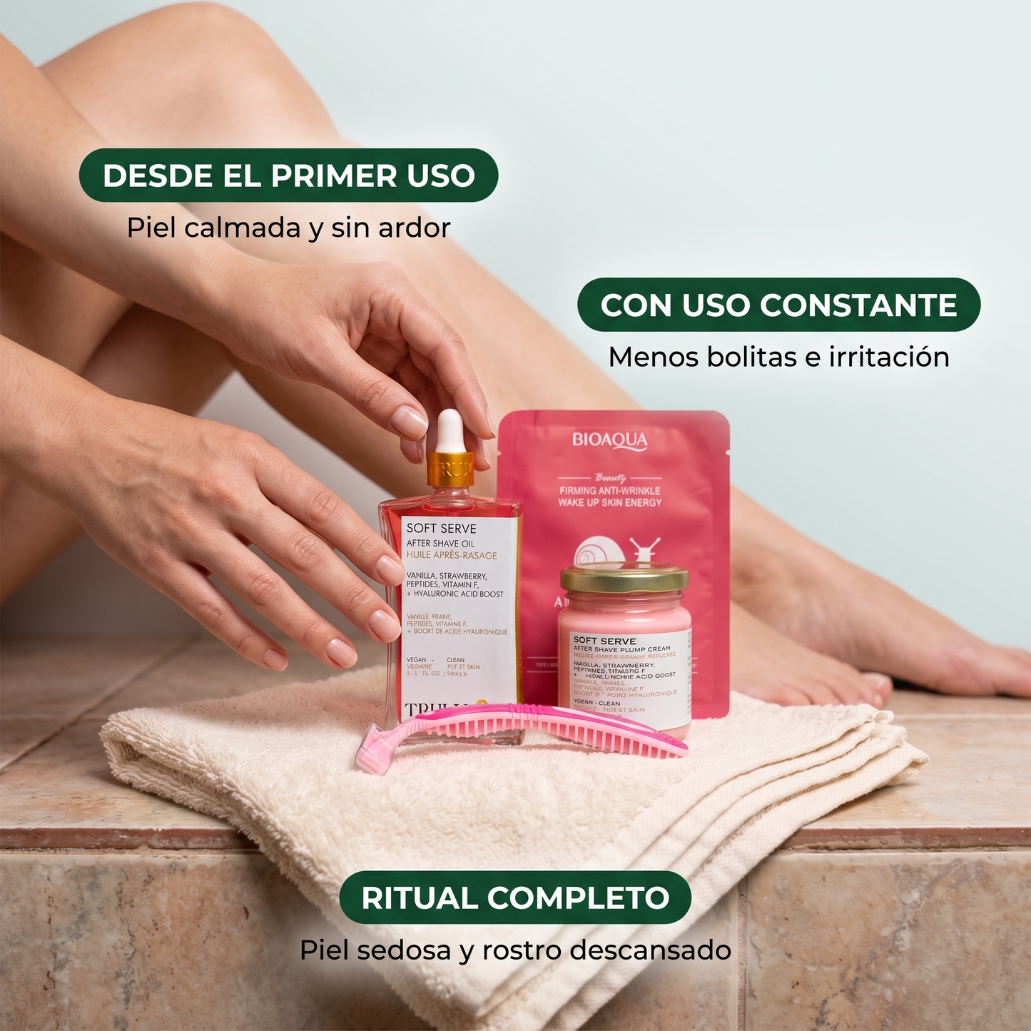 Combo 4 en 1 Truly Soft – piel suave sin irritación al rasurar