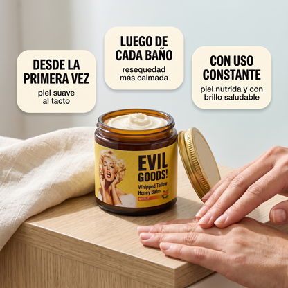 Bálsamo batido de sebo de res – piel suave sin sensación grasosa