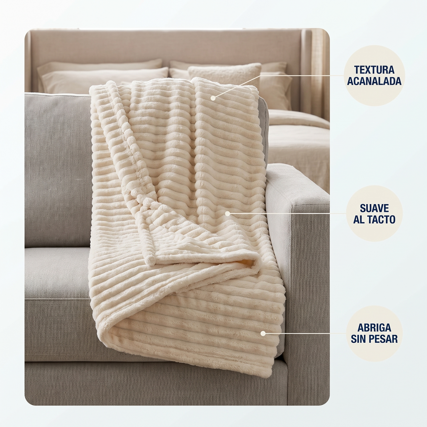 Manta texturizada de felpa – abriga y decora tu sala