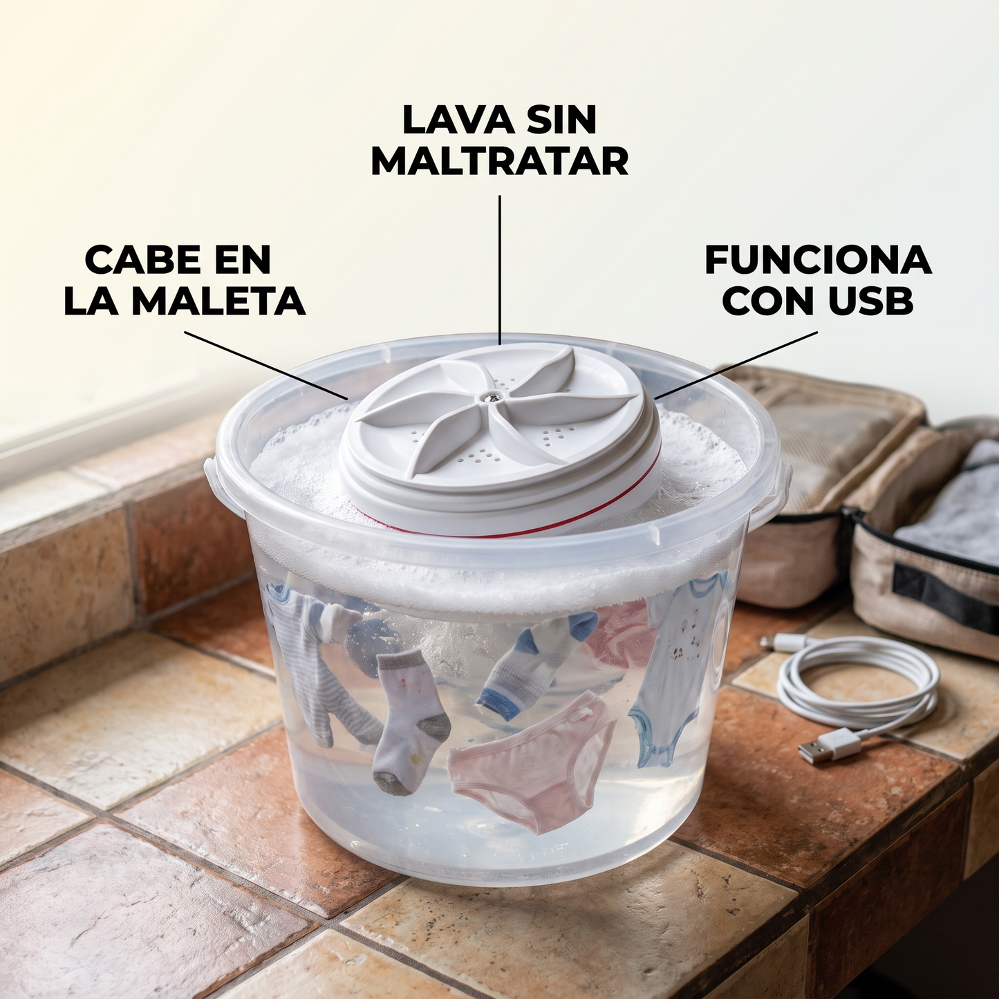 Mini lavadora portátil USB – lava tu ropa pequeña donde estés