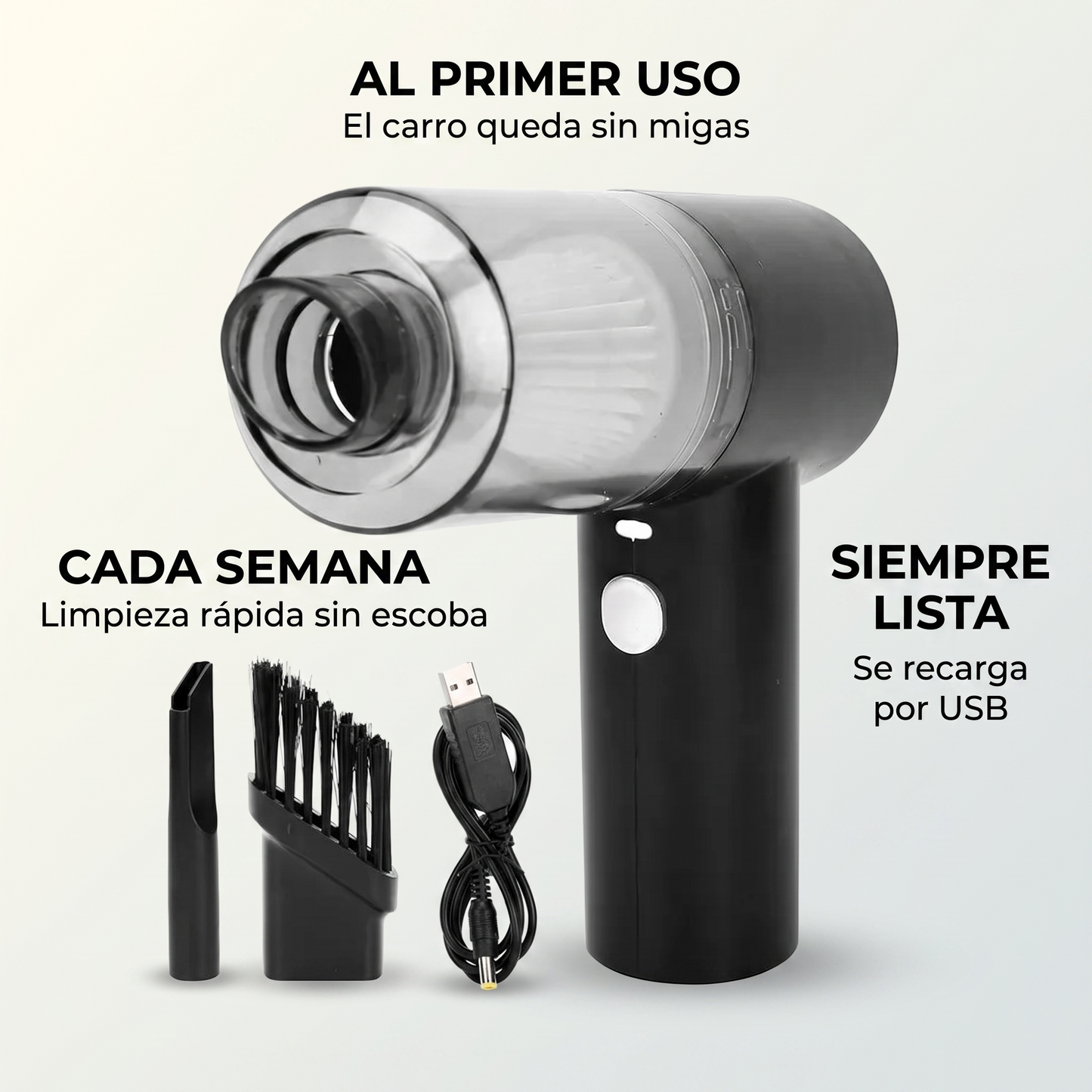 Mini aspiradora portátil 3 en 1 – limpia el carro sin cables