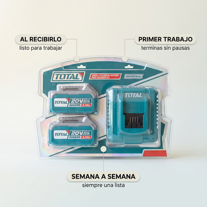 Combo 2 baterías 20V y cargador Total – no pares tu trabajo