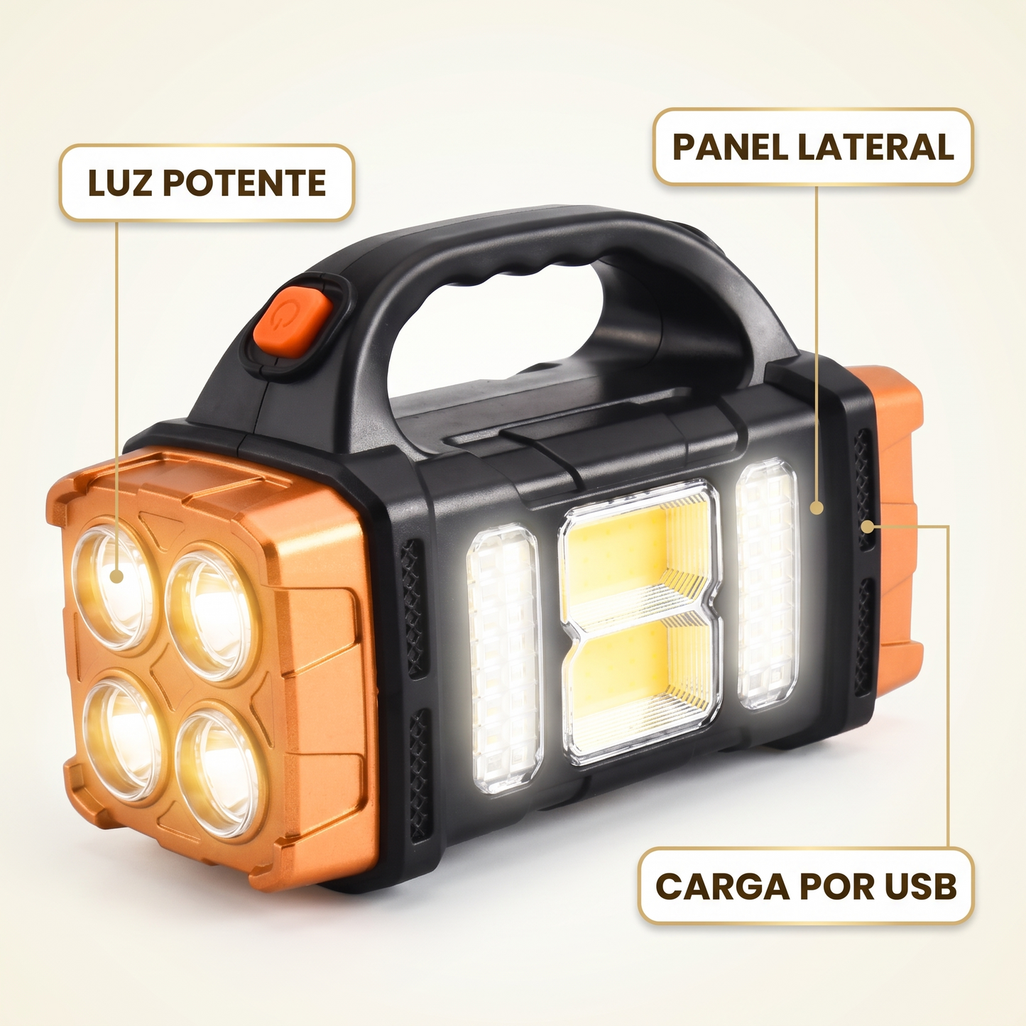 Lámpara LED recargable USB – Luz potente para apagones