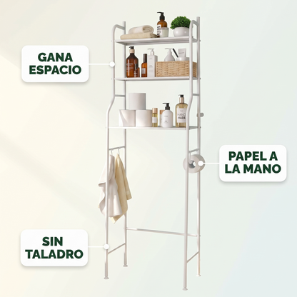 Organizador de baño 3 niveles – gana espacio sobre el inodoro