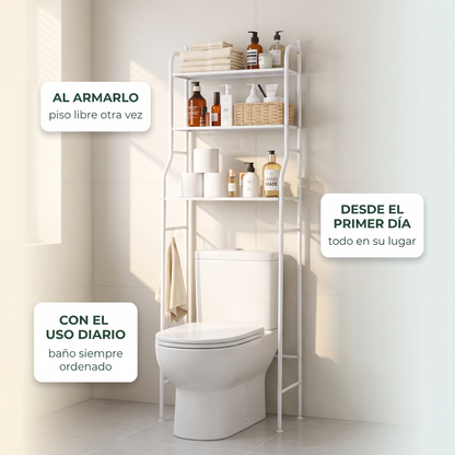 Organizador de baño 3 niveles – gana espacio sobre el inodoro