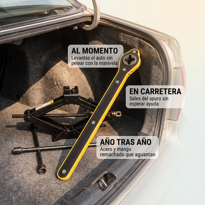Llave de trinquete para gato de tijera – sube el auto sin fuerza