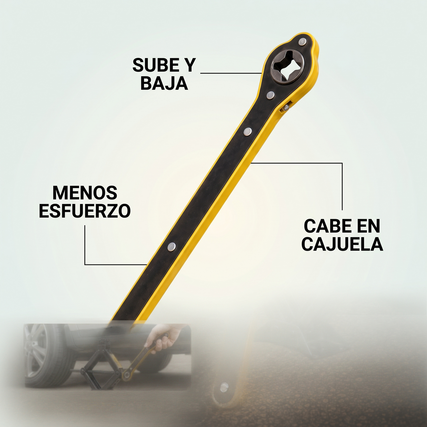 Llave de trinquete para gato de tijera – sube el auto sin fuerza
