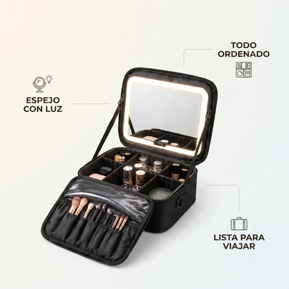 Cosmetiquera con espejo LED – Maquíllate con luz perfecta