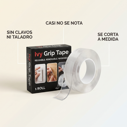 Cinta doble cara transparente – Cuelga sin clavos ni taladro
