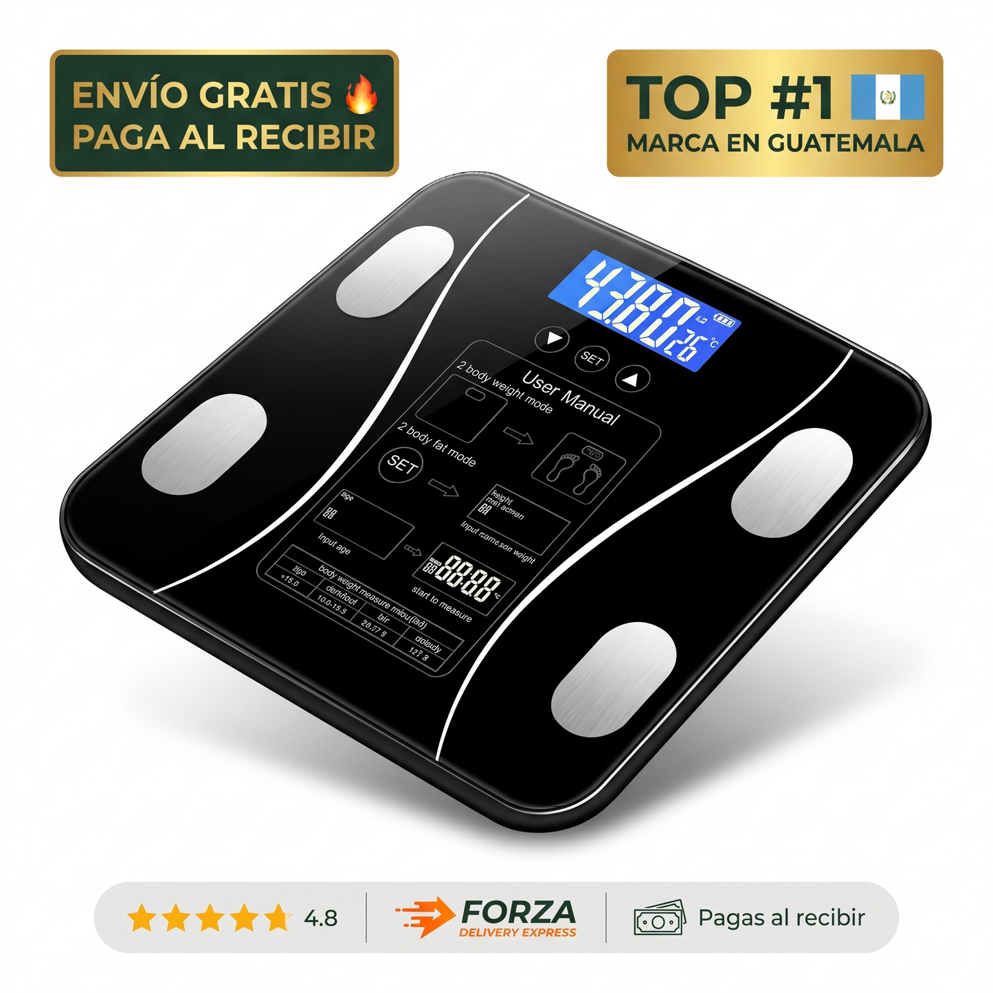 Balanza inteligente con app – Mide grasa, músculo y agua