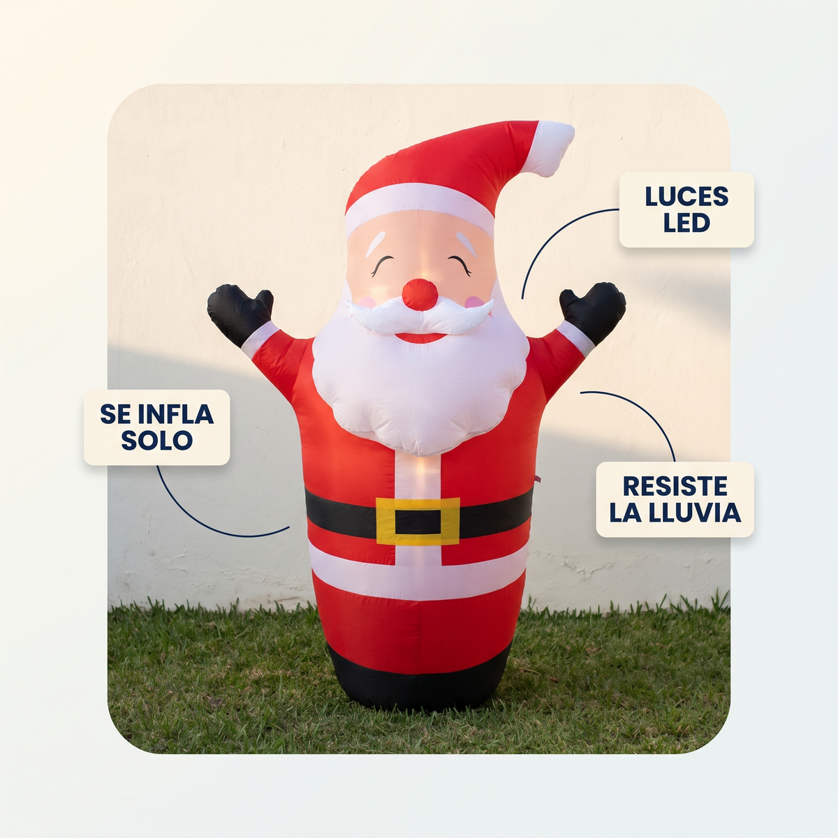 Inflable navideño de Santa Claus con luces LED – decora tu casa