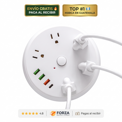 Regleta circular con puertos USB – Carga todo en un solo punto
