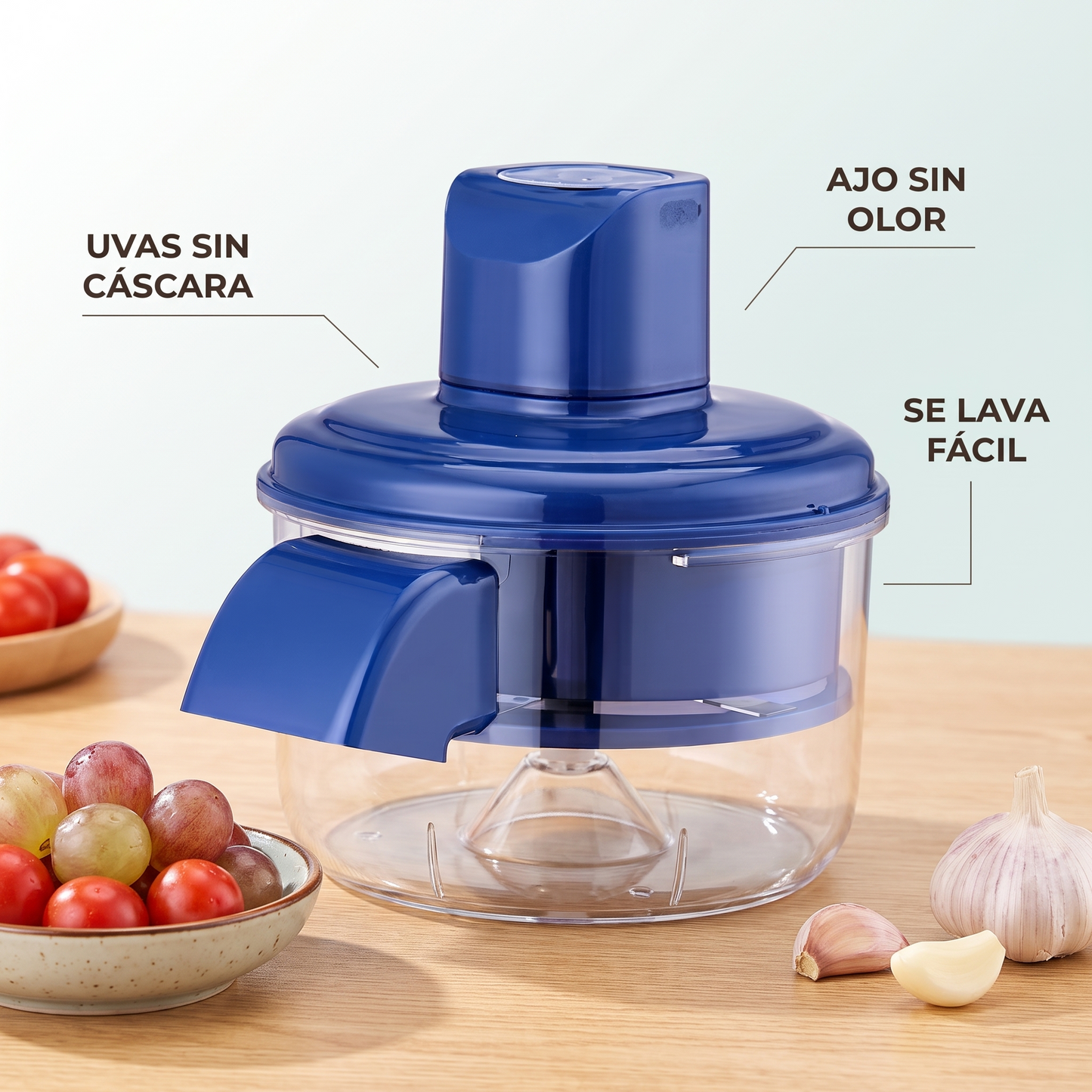 Pelador eléctrico de frutas – uvas y ajo pelados solos