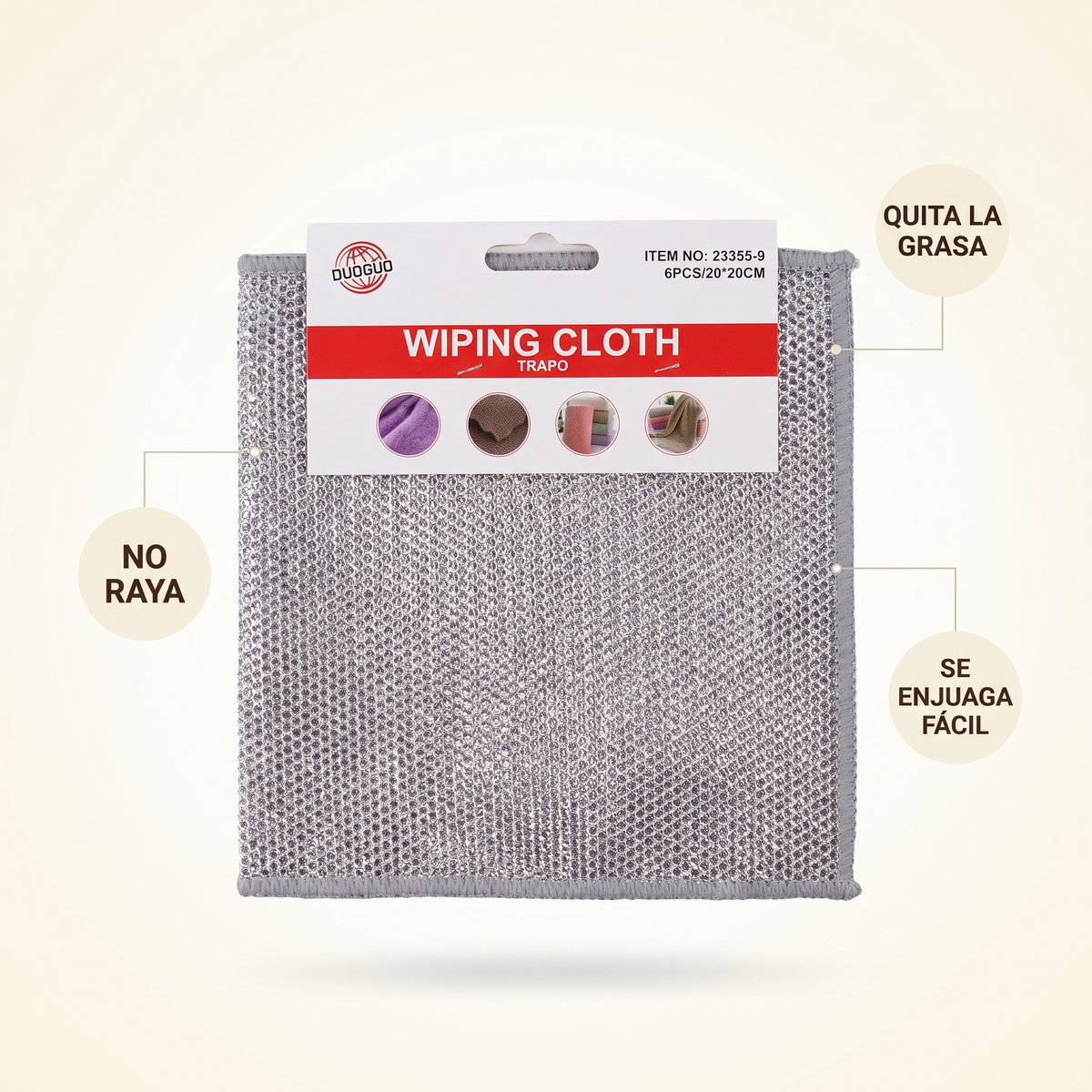2x1 Pack 6 Paños de malla para cocina – Limpia sin rayar tus trastos