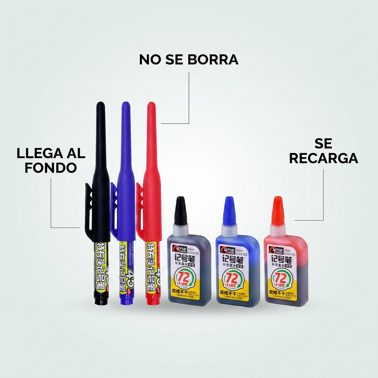 Set de marcadores de punta larga – Marca donde otros no llegan