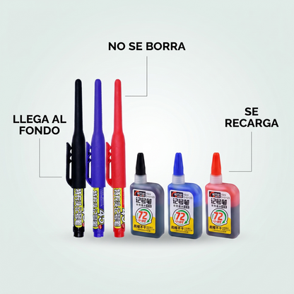 Set de marcadores de punta larga – Marca donde otros no llegan