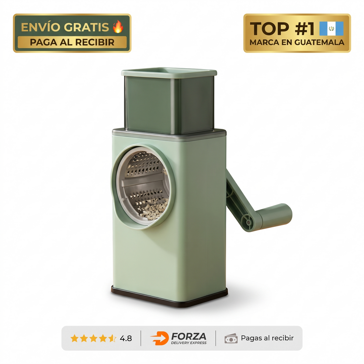 Rallador rotativo manual – ralla queso y verduras en segundos
