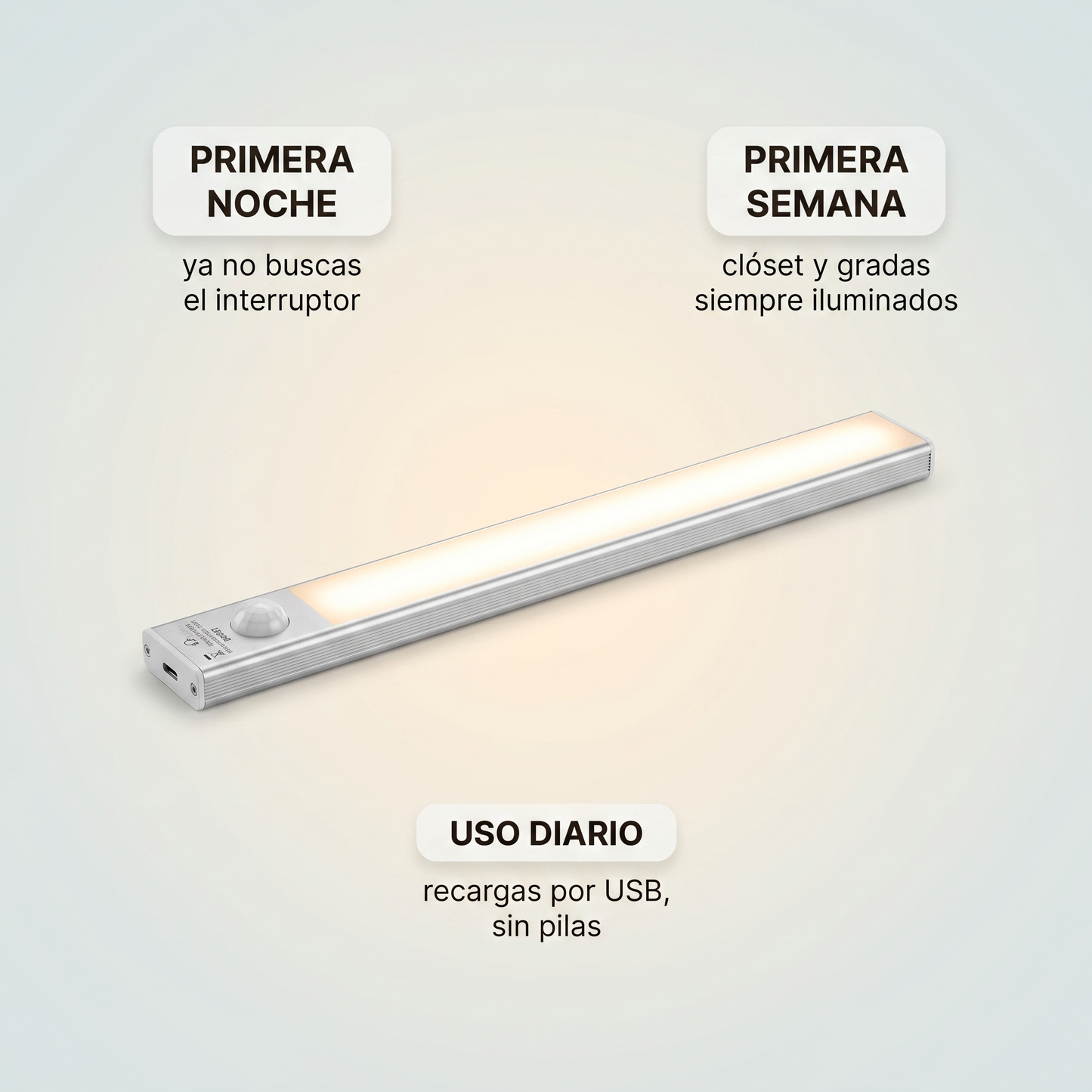 2x1 Lámparas LED con sensor de movimiento – luz automática sin cables