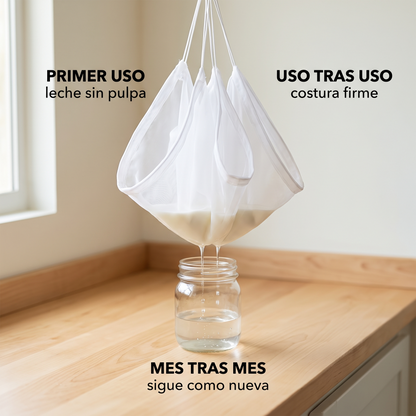 Pack 5 Bolsas coladoras de malla fina – leche vegetal sin pulpa