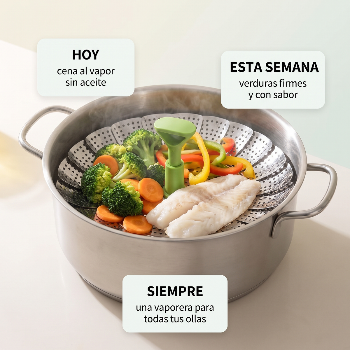Vaporera plegable de acero – Se adapta a tus ollas