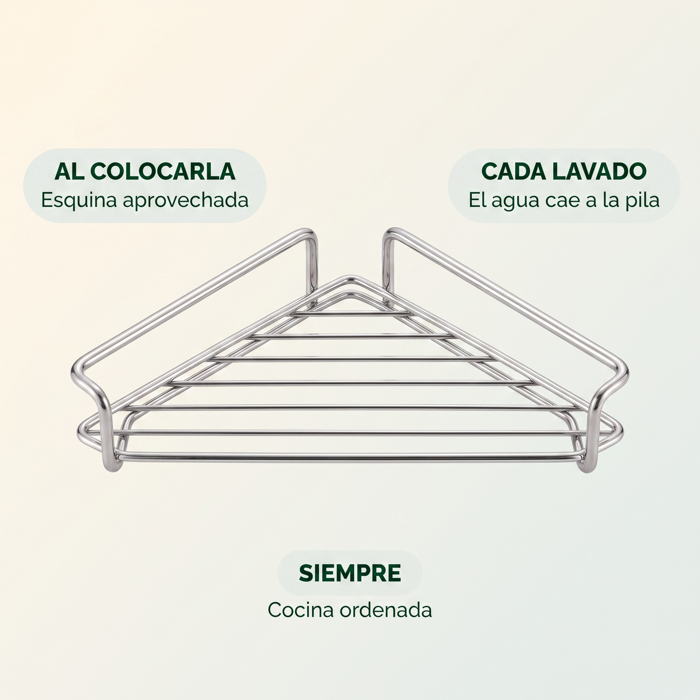 2x1 Repisa esquinera de acero inoxidable – Organiza tu fregadero