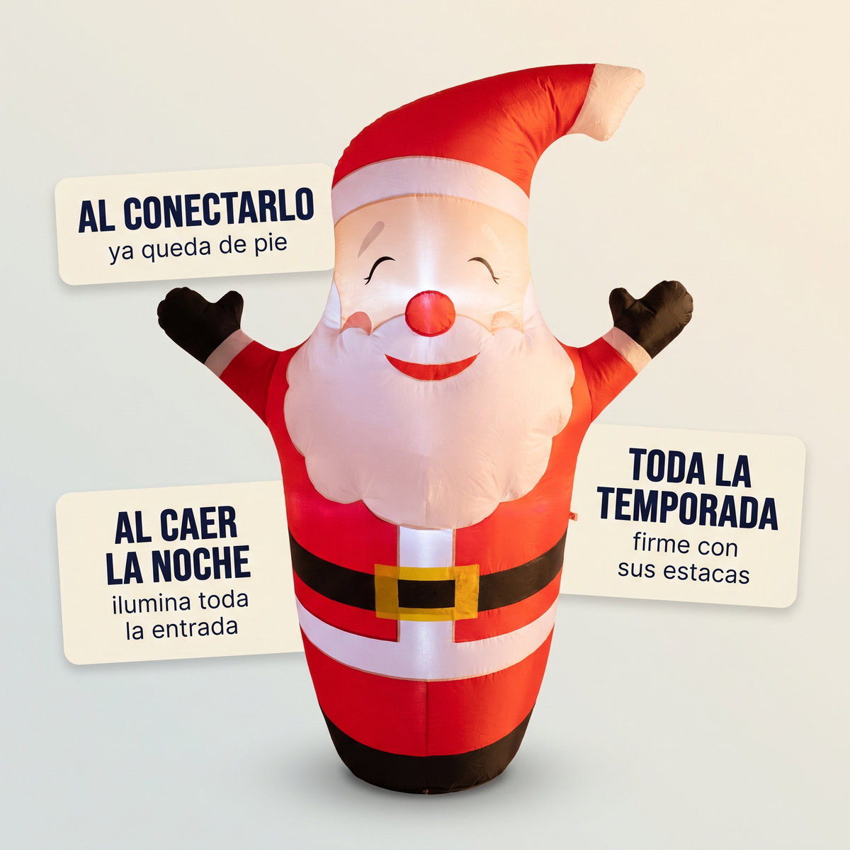 Inflable navideño de Santa Claus con luces LED – decora tu casa