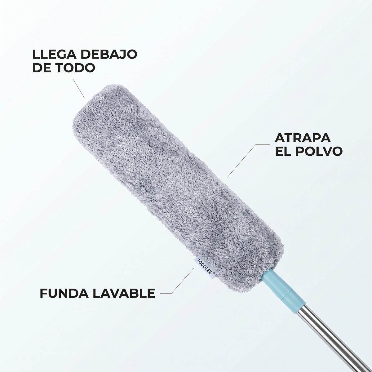 Plumero de microfibra retráctil – limpia debajo de los muebles