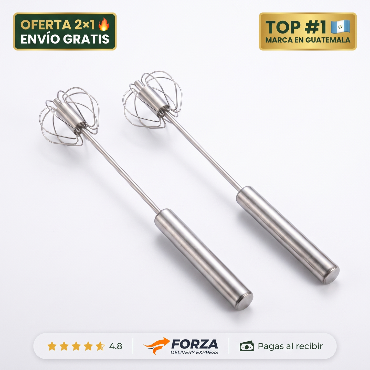 2x1 Batidor de cocina de acero inoxidable – bate sin esfuerzo