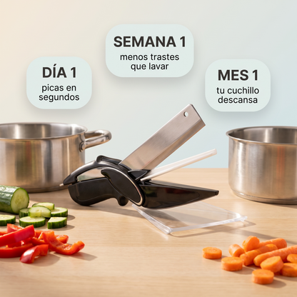 Tijera cortadora 2 en 1 con tabla – pica directo a la olla