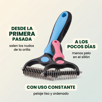 Peine desenredante doble cara para mascotas – adiós nudos